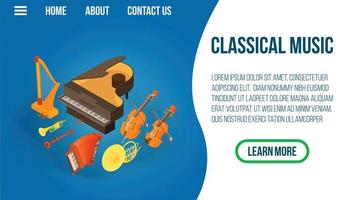 Classic music concept banner, isometric style