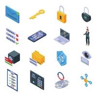 Password recovery icons set, isometric style vector