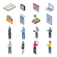 Assignment icons set, isometric style vector