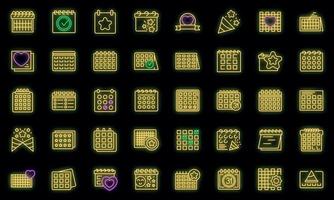 Event planner icons set vector neon