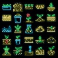 Soil ground icons set vector neon