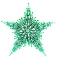 Heineken beer bottles arranged in a star pattern decorated at the Beer garden in Centralworld, Bangkok, Thailand. photo