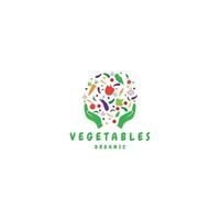 Vegetable vector logo in abstract linear style for organic shop  health food shop or vegetarian cafe illustration design