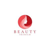 woman and beauty logo with circle  for company and branding  logo design vector icon illustration graphic creative
