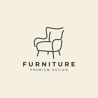 logotipo de muebles de silla con diseño de estilo de línea abstracta icono vectorial ilustración gráfica creativa vector