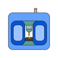 CNC Machine. Computer Numerical Control Machine. Used by programming G code Flat Icon illustration with blue style. vector