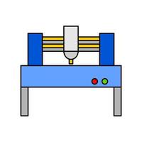 máquina enrutadora cnc control numérico por computadora. maquinaria de símbolo de icono plano, fabricación, símbolo de metalurgia. vector