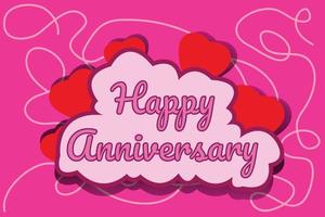 Happy anniversary background with heart shapes ornament template for banner or poster vector