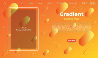 Orange landing page with capsule shaped ornament vector