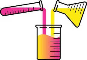 chemical experiment by pouring chemical liquid from test tube vector