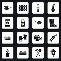 Gardening icons set squares vector