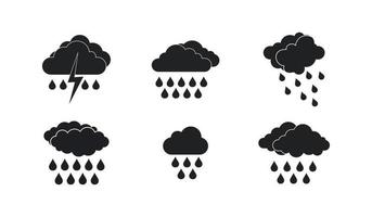 Rainy cloud icon set, simple style vector