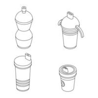 Sippy cup icons set vector outine