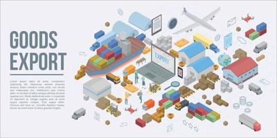 Global goods export concept banner, isometric style vector