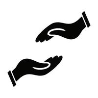 Vector illustration of two hands icon eps 10. A helping hand showing compassion, empathy and compassion. Silhouette of two hands on a white background