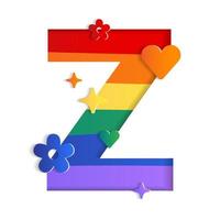 Z Alphabet LGBTQIA Pride Month World Equality Flag Abstract Mountain Geography Contour Map 3D Layer Cutout Paper Card vector