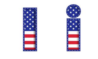I Alphabet Capital Small Letter USA Independence Memorial Day United States of America Character Font Blue Navy Red Star Stripes  National Flag White Background 3D Paper Cutout  Vector Illustration