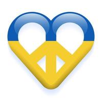 Heart Peace sign symbol Pray for Ukraine Country Love Peaceful isolated Flag Abstract Concept 3D Card Icon Cartoon Vector Illustration