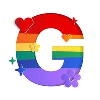 G Alphabet LGBTQIA Pride Month World Equality Flag Abstract Mountain Geography Contour Map 3D Layer Cutout Paper Card vector