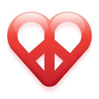 Red Heart Peace Love Valentines Day Sign Symbol Isolated Love Peaceful Caring Empathy Sympathy Concept Cartoon Vector 3d reflect Illustration