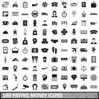 100 paying money icons set, simple style vector