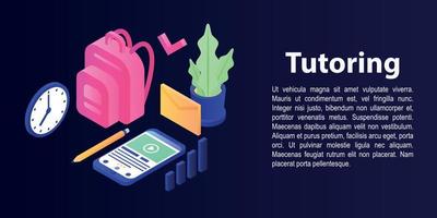 Tutoring concept banner, isometric style vector