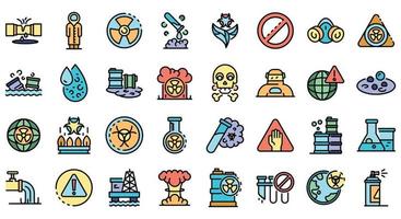 Biohazard icons set line color vector