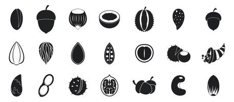 Nuts icon set, simple style vector