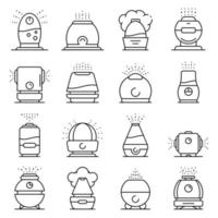 Humidifier icons set, outline style vector