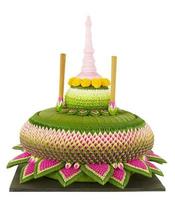 Colorful krathong made from clay isolated on white background photo