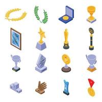 Winner awarding icons set, isometric style vector