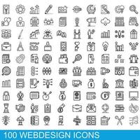 100 webdesign icons set, outline style vector