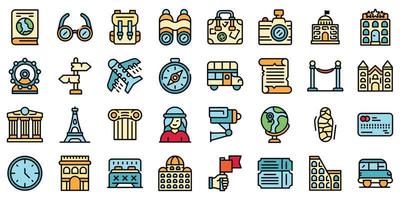 Sightseeing icons set vector flat