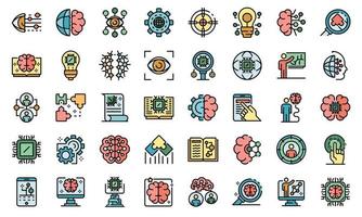 Machine learning icons set vector flat