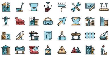 Building reconstruction icons set vector flat