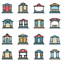 Gazebo icons set vector flat