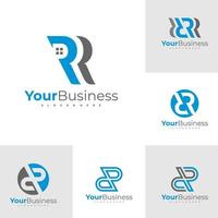 conjunto de plantilla de vector de diseño de logotipo de letra r, ilustración de conceptos de logotipo de rr inicial.
