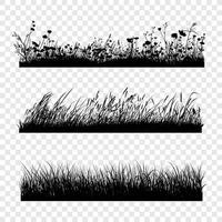 Grass Field Meadow Silhouette Set vector