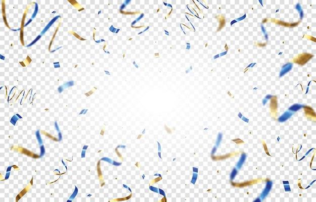 Blue Gold Confetti Transparent Background