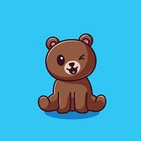 Cute Bear Waving Hand Cartoon Vector Icon Illustration. Animal Nature Icon Concept Isolated Premium Vector. Flat Cartoon Style
