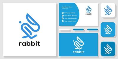 rabbit symbol abstract outline runn jump with business card template vector