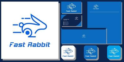 fast rabbit symbol abstract outline runn jump with brand identity template vector