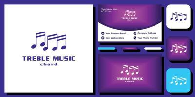 Treble Music chord notes vocal sheet paper with business card template vector