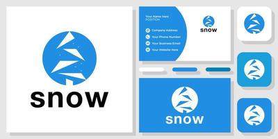 snow symbol tree growth pine white with business card template vector