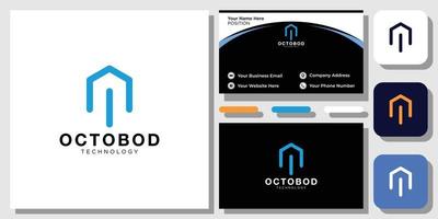 Octobod symbol abstract tentacles technology design with business card template vector