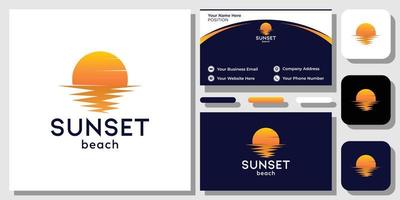Sunset beach dusk light beautiful natural with business card template vector