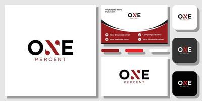 One Percent typography alphabet capital mark discount with business card template vector
