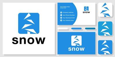 snow symbol tree growth pine white with business card template vector