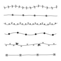 Vector - Collection of doodle black line with heart, flower. Hand drawing. Can be use decorate any card, web. Minimal, Simple style.