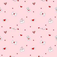 Vector - Abstract seamless pattern of cute hearts on pink background. Valentine's, Love concept. Can be use for print, paper, wrapping, fabric.